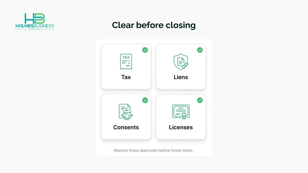 A Pennsylvania business purchase checklist covering tax clearance, lien releases, contract consents, and licenses before closing