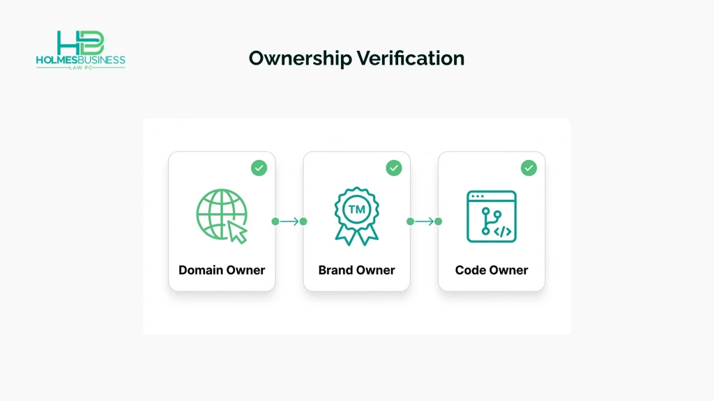 A simple ownership check for domains, trademarks, and source code.